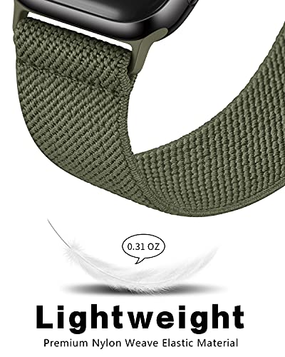 Image of AMANECER Stretchy Nylon Bands Compatible with Apple Watch Series 11 /10 /9 /8 /7 /6 /5 /4 SE 3 /2 /1, Adjustable Braided Elastic Sport Loop Rugged Straps for iWatch Women Men (Olive Army Green, 38 /40 /41 /42MM)
