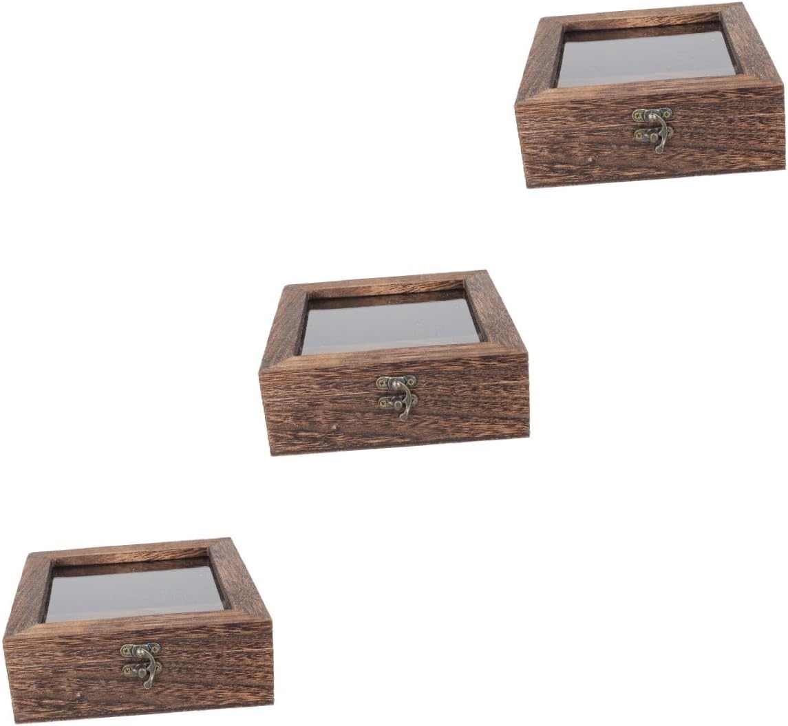 Zerodeko 3pcs Butterfly Specimen Display Box Vintage Sample Case Lid Natural Grain Showcase for Collectibles Lightweight and Portable Design for Insect and Collectors