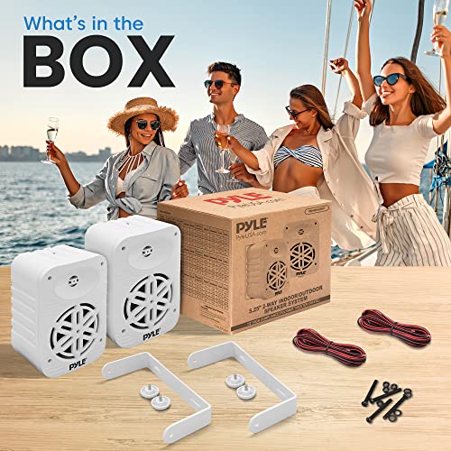 Image of PyleUsa Indoor Outdoor Speakers Pair-500 Watt Dual Waterproof 5.25 inch 2-Way Full Range Speaker System w / 1 /2 inchHigh Compliance Polymer Tweeter - in-Home, Boat, Marine,Deck,Patio,Poolside (White) PDWR55WT