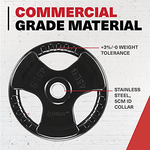 Image of Lifeline Fitness Rubber Grip Plates For Olympic Barbell - 2 inch Weight Plates for Home or Gym - Strength Training Single Plates - 2.5 /5 /10 /25 /35 /45 LB Options