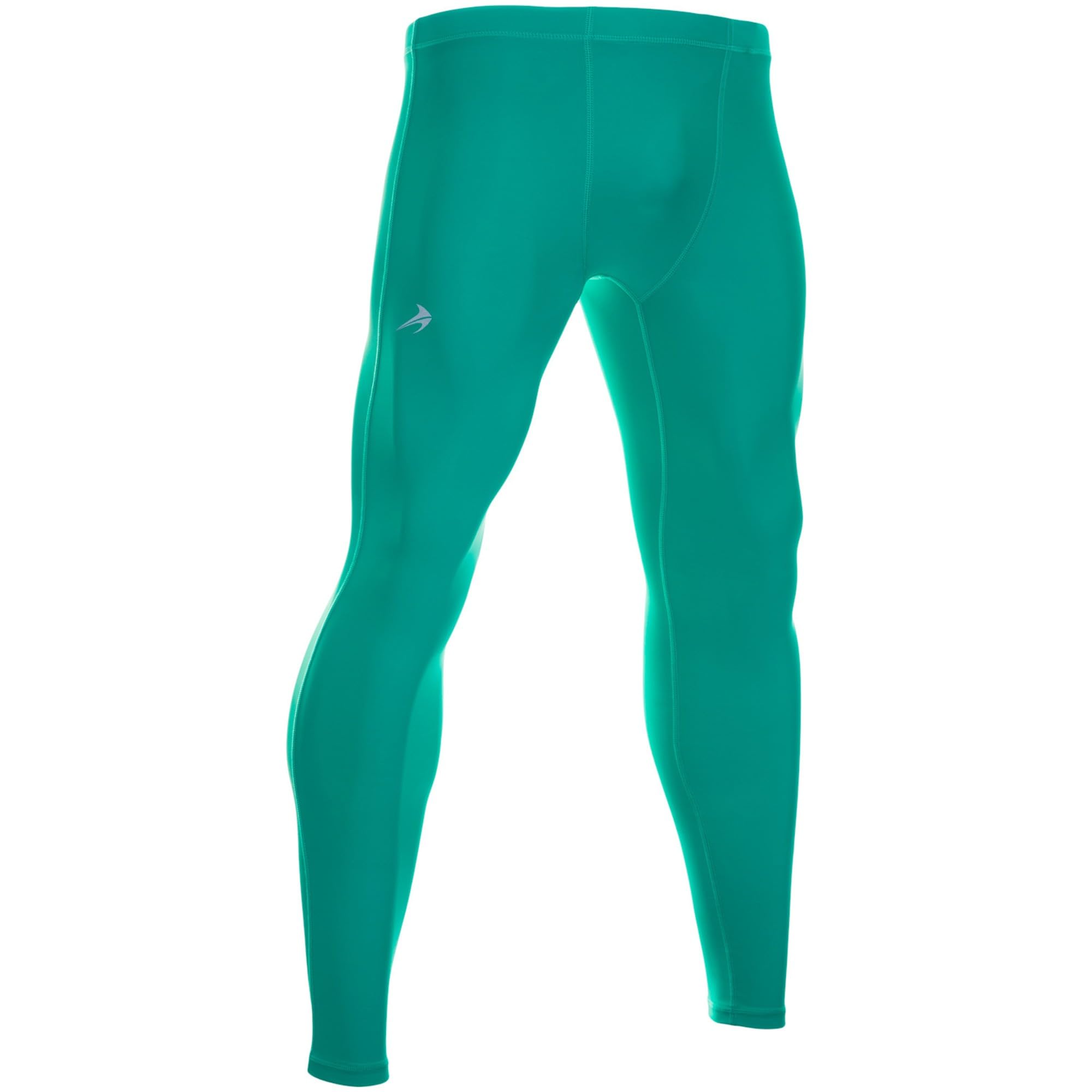 CompressionZ Compression Tights - Men's Base Layer Leggings, Best Running/Workout Pants Small 28"-31" Green