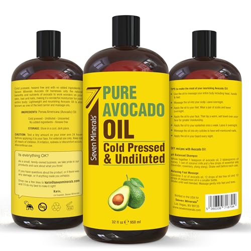 NEW-Cold-Pressed-Avocado-Oil-For-Hair-Skin-Face-Big-32oz-Premium-Grade-Hexane-Free-100-Pure-GMO-Free-Non-Greasy-Carrier-Oil-for-Natural-Hair-and-Skincare-Great-with-Essential-Oils