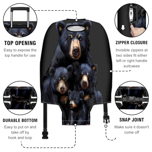 Travel Luggage Cover Suitcase Protector Scratch-Resistant Fit Not Included Suitcase Bear Family XL-30-32in3