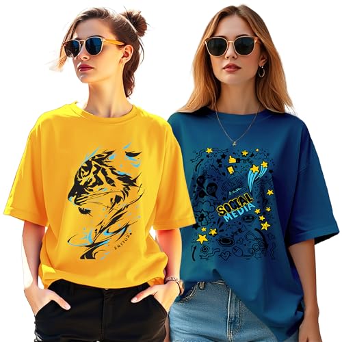 Image of AUSK Oversized T-Shirt for Womens || Graphic Front Printed Loose fit Womens Tshirt