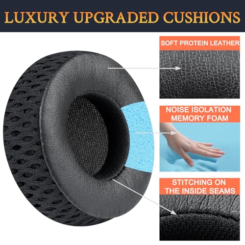 Image of SOULWIT Replacement Earpads for JBL Under Armour Sport Wireless Train On-Ear Headphones, Ear Pads Cushions with Soft Protein Leather and High-Density Memory Foam - Black