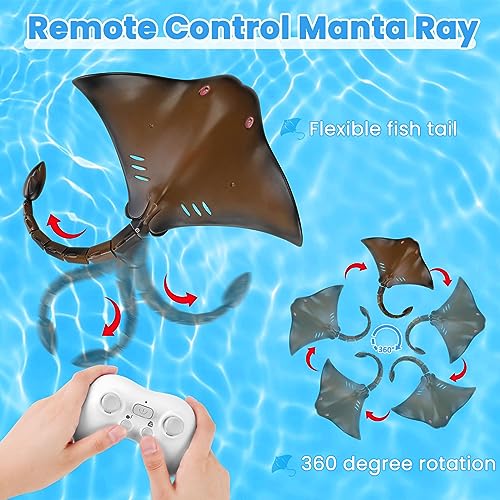 Image of YOTOY Remote Control Shark Toys for Kids Age 6-12 Years, Shark Pool Toys, RC SharkRemote Control Shark for Pool, Shark Toys for Boys 6-12, RC Boat for Pool, Manta Ray Toy, Gift for 6 7 8-12 Kids