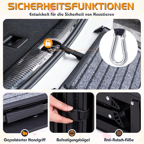 Extra Lang Hunderampe Auto Klappbar, Faltbar Rampe für Große Hunde mit Rutschfester Teppichoberfläche, Tragbare & Klappbare Hundetreppe Auto Einstiegshilfe für Große Hunde (180cm Lang × 50cm Breit)