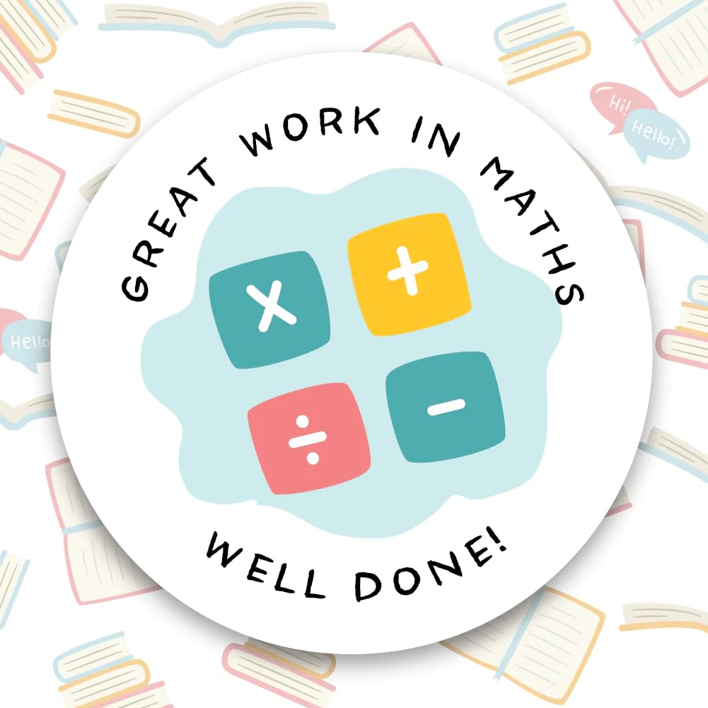 Black Great Work In Maths Well Done Stickers