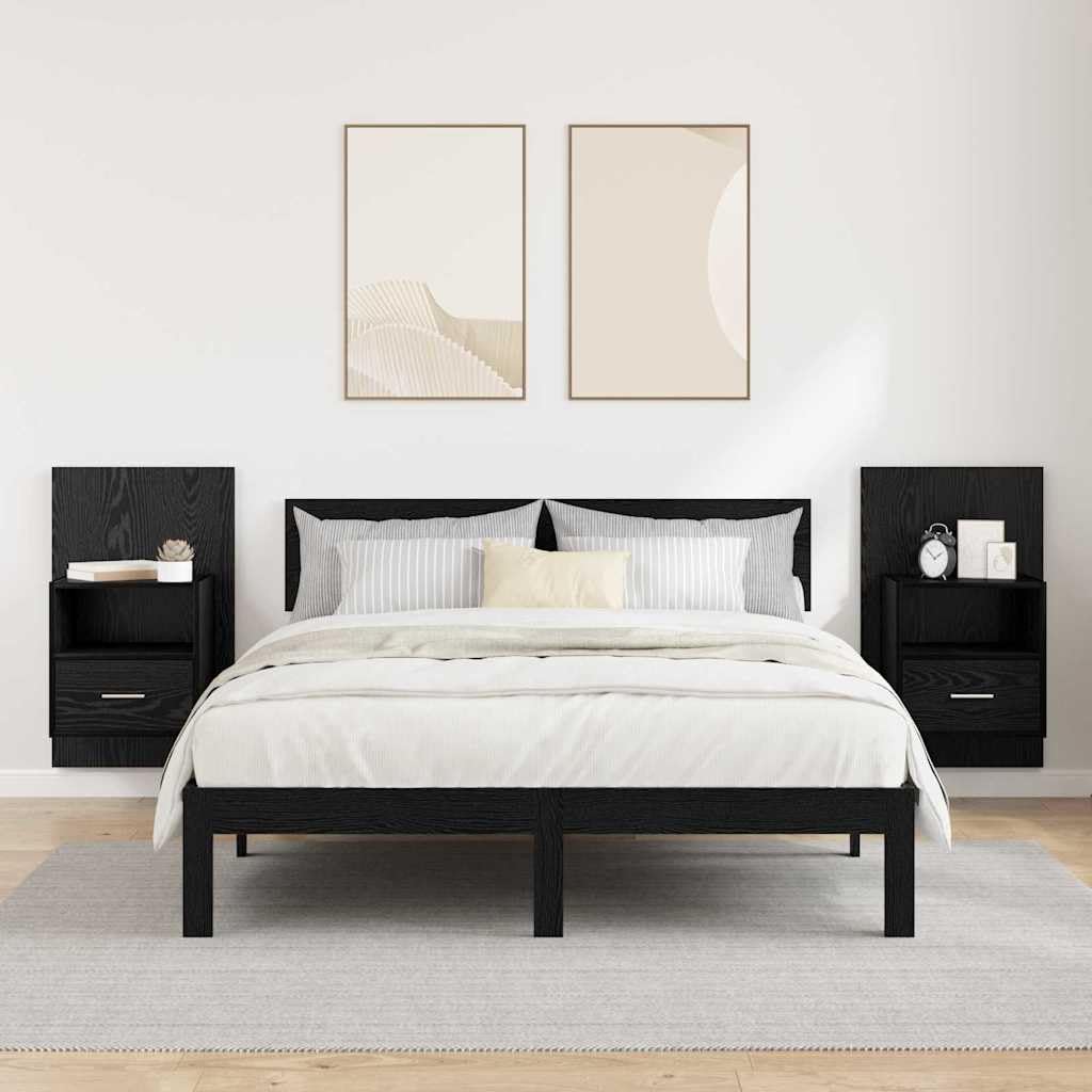 Set di 2 comodini sospesi, effetto rovere, 50 x 32,5 x 80 cm