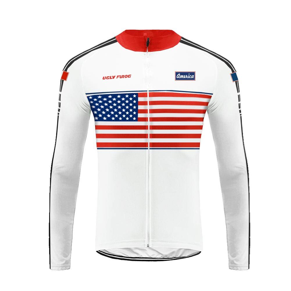 UGLY FROG Men's Full Zip Long Sleeve Thermal Cycling Jersey Windproof Jacket Urban US