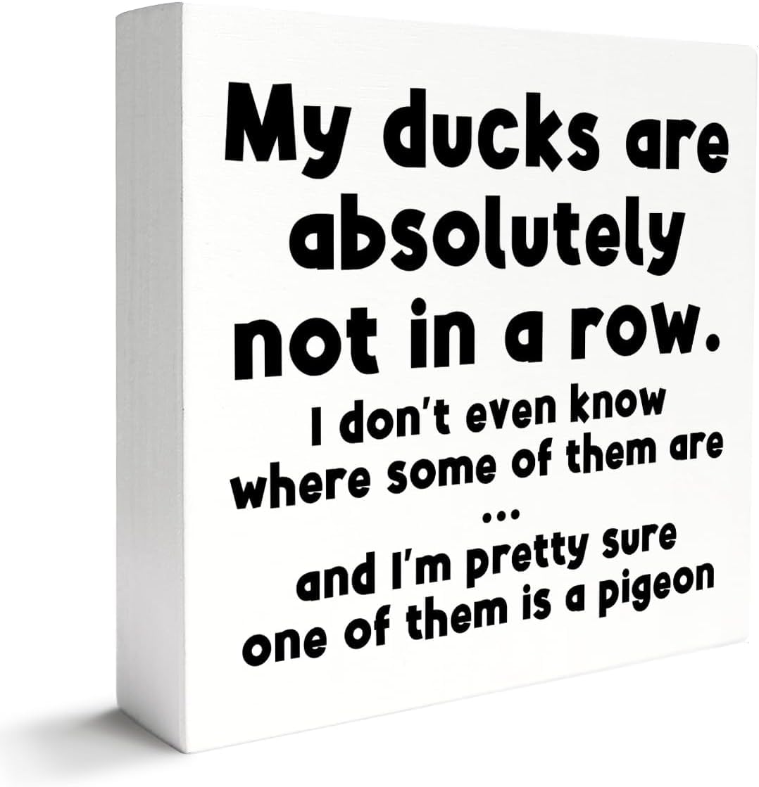 Funny Ducks Box Sign 5x5 Inch Farmhouse Desk Shelf Decor