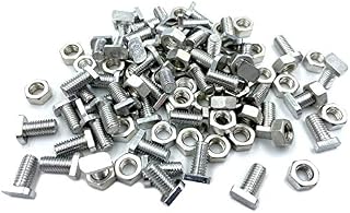 50 Sets Aluminium Greenhouse Nuts and Bolts, Cropped Head Greenhouse Nuts & Bolts for Building and Repairing Greenhouse