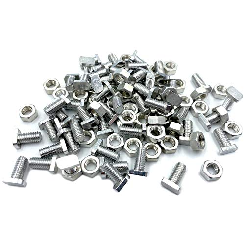 50 Sets Aluminium Greenhouse Nuts and Bolts, Cropped Head Greenhouse Nuts & Bolts for Building and Repairing Greenhouse