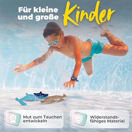 KIDVERSE Tauchtiere für Kinder - Geprüftes Wasserspielzeug - Neopren Tauchspielzeug für Kinder - Buntes Schwimmbad Spielzeug zum Tauchen Lernen - Pool Spielzeug (Meerestiere)