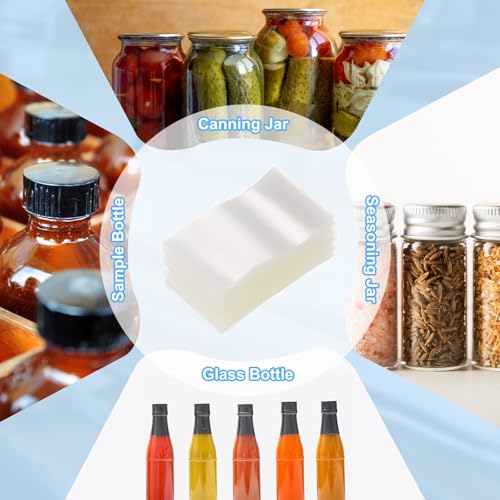 Image of PATIKIL 48x28mm PVC Perforated Shrink Bands, 1000Pcs 0.05 mm /2 Mil Thickened Heat Shrink Seal Wrap Fit for 3 /4 inch-1 inch Cap Diameter Essential Oil Bottles Jars Cans Tin, Clear
