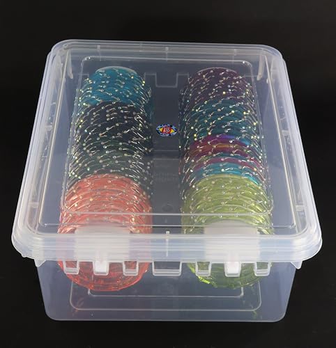 Image of NMII Plastic Bangle Storage Chudi Box | Transparent Multipurpose Jewelry Organizer with Secure Lid & 2 Rods for Bangles | Durable & Lightweight | Perfect for Bangles, Bracelets & Kada for Home, Travel