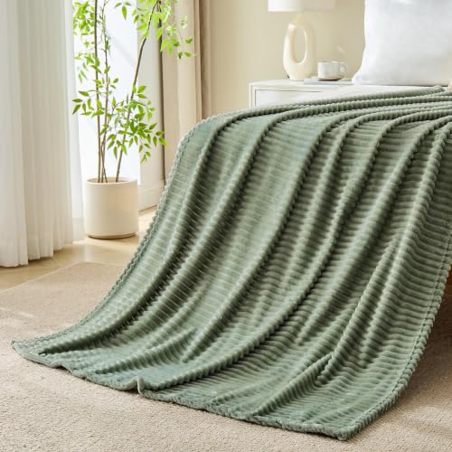Bnuitland Manta Verde Salvia de Forro Polar Suave para Sofá y Cama miniatura 4