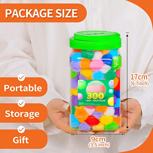 image for Eppingwin 300pcs 1 Inch Multi-Colored Pom Poms, Soft Pompoms for Craft