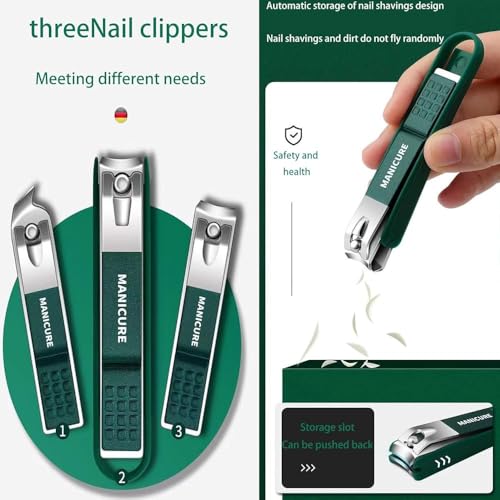 Image of WEZOSHINET Stainless Steel Professional Manicure Set Nail Cutter For Women Nail Scissors Luxury Grooming Kit Manicure Pedicure Kit For Women (6 PCS GREEN NAIL CUTTER)