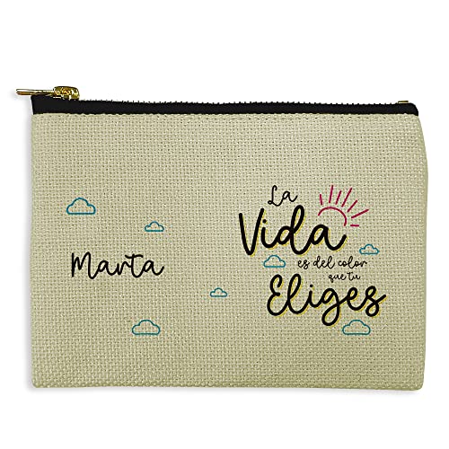 LolaPix Bolso Monedero/Billetero/Tarjetero. Monedero pequeño Mujer. Regalo Original. Personalizado. Tejido Tipo Lino. 10 x 15 cm. Varios diseños. Neceser Tela.