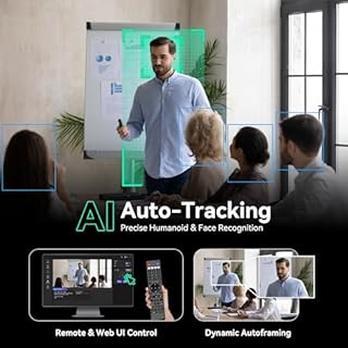 Tenveo Caméra PTZ 4K Streaming Camera avec Suivi Automatique IA USB3.0/HDMI/RJ45(PoE) Caméra de Conférence Zoom Optique 12X pour Church Live Streaming Teams Visioconférence Zoom OBS Youtube