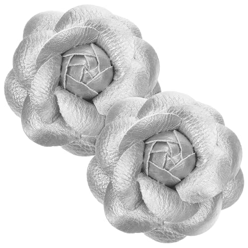 Tofficu Clips para Zapatos de Mujer Flores de Satén en Color Plata, Broches para Adornar Tacones y Zapatos Planos en Celebraciones y Bodas, Pack de 2 Piezas