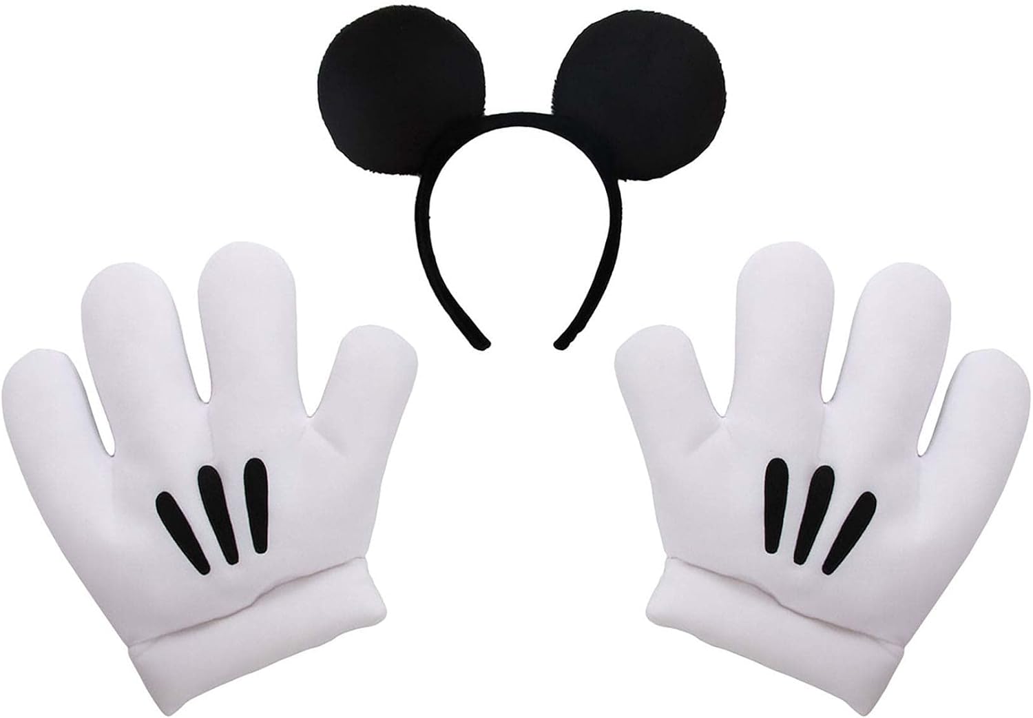 Women's Mickey Ears & Glove Set - Officially Licensed Plush Costume Accessories