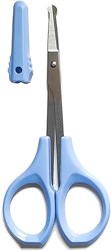 SHINING CROWN - Tijeras de pelo prémium para nariz y orejas de 4 pulgadas, cuchillas de seguridad con punta redondeada para recortar uñas de niños y