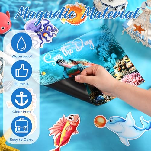 Image of Kanayu 6 Pcs Sea Animals Cruise Door Decorations Magnetic Large Ship Decorations Magnets Anchor Cruise Decor Car Fridge Magnet Decal for Carnival Stateroom Door