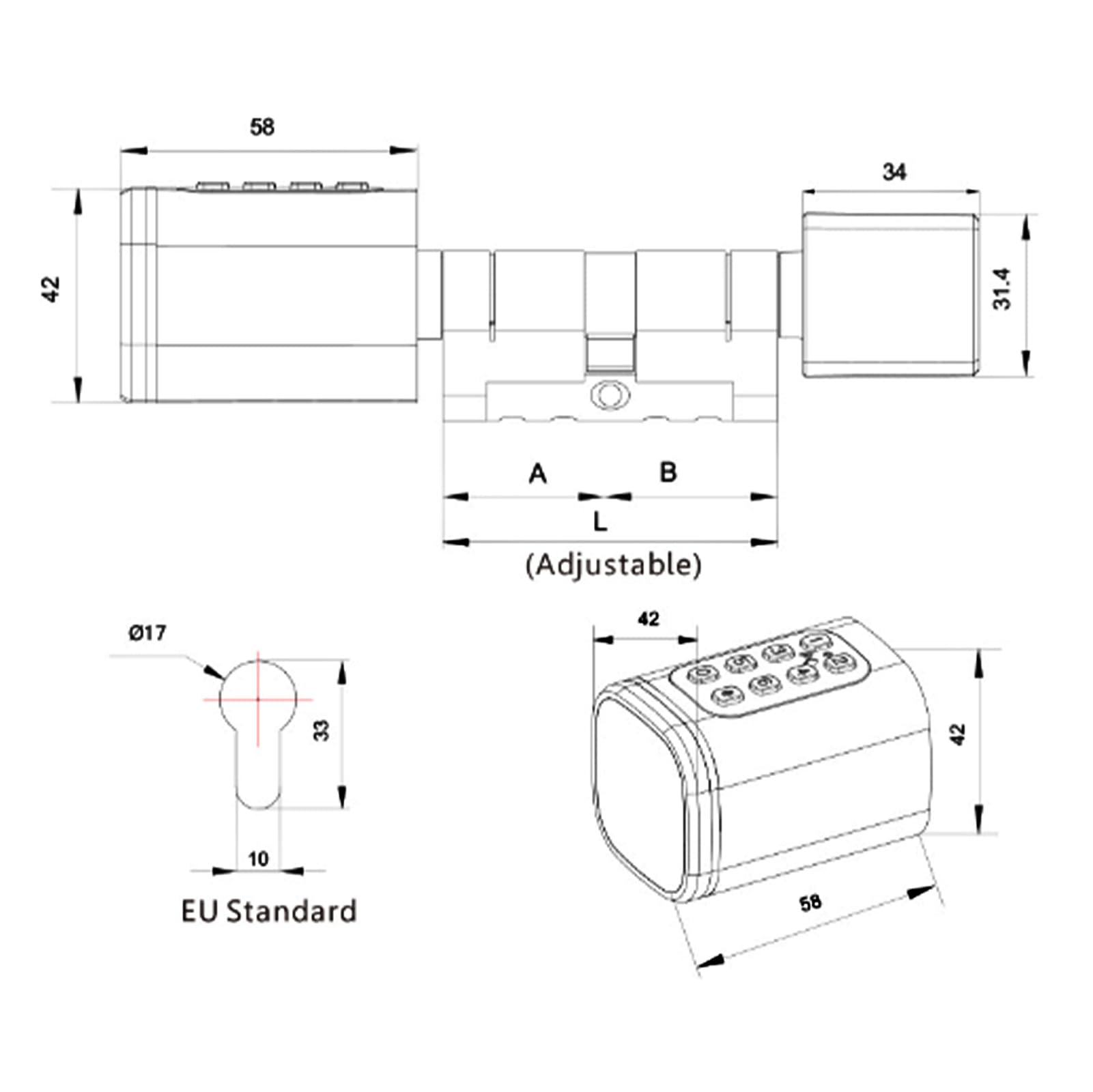 Cerradura de puerta electrónica, código electrónico cerradura de puerta principal para casa inteligente, cerradura de cilindro inteligente con interfaz de emergencia huella digital (blanco)