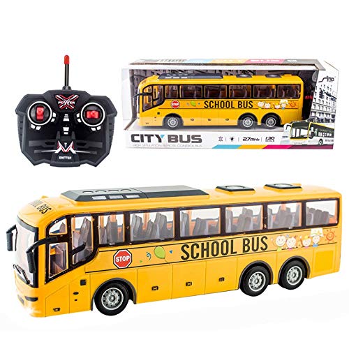 Slreeo Four-Way 2.4G Wireless Remote Control Bus with Light Simulation Remote Control Car Model School Bus Touring Bus Children's Toys 1:30 Motor Cheap (Size : A)