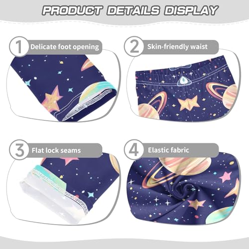 Cartoon Planets Space Girls Leggings Soft Stretch Workout Yoga Dance Pants for Kids Casual Tights3
