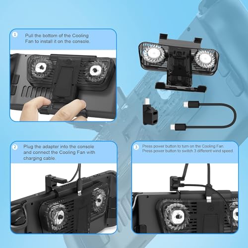Image of New World Cooling Fan for Valve Steam Deck , Rog Ally & Switch OLED, Cooler fan Dock with Stand for Steam Deck and Nin-tendo Switch OLED Switch V2 With Adjustable Speed & Blue RGB Lighting