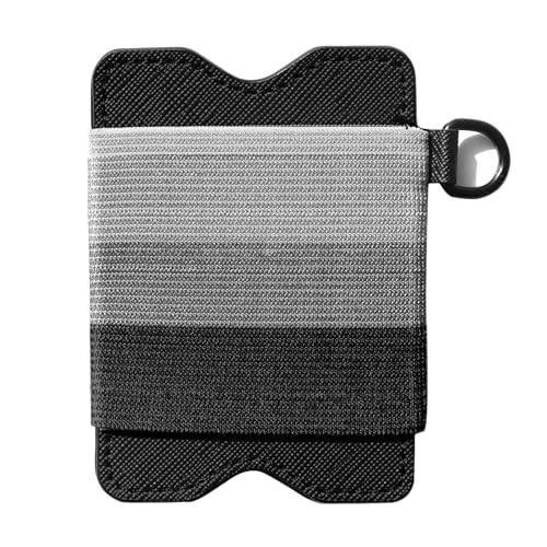 Minimalist Card Holder Wallet Vertical Card Holder Slim Elastic Wallet for Women Men (Black stripe)