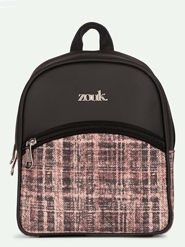 Image of ZOUK Dalila Mini Daypack | Stylish Small Backpack for Women | Compact | Bag for Girls | Daily College Use | Travel Day Pack | Vegan Leather | Handcrafted | Water-Resistant