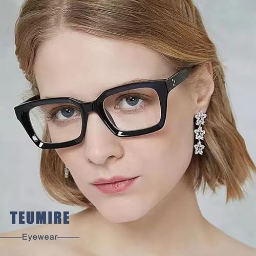 Image of Classic Clear Lens Glasses for Women Men Thick Square Frame Eyewear Non Prescription Eyeglasses 2 Pack