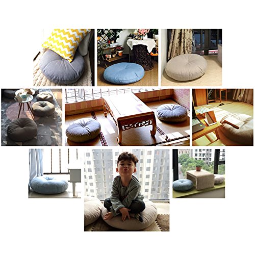 Novwang Natural Linen Round Floor Pillow Seating Cushion With Removable Zippered Cover Room Décor Pouf For Meditation, Yoga, 17.7X17.7 Inch, Light Grey #TOP5