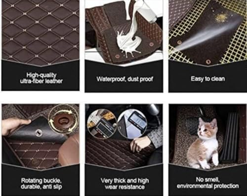 Image of SINEX 7D car mat Full Set for Kia Carens || Luxury Leather Double Car Floor Mat Complete Set || 100% Waterproof and Washable || Color : Coffee