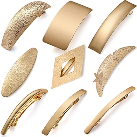 9 Stück Retro Haarspangen Goldene Metall Große Haarnadeln Einfache Französisch Clip Diamant/Mond/Sterne Matt Stil Cover