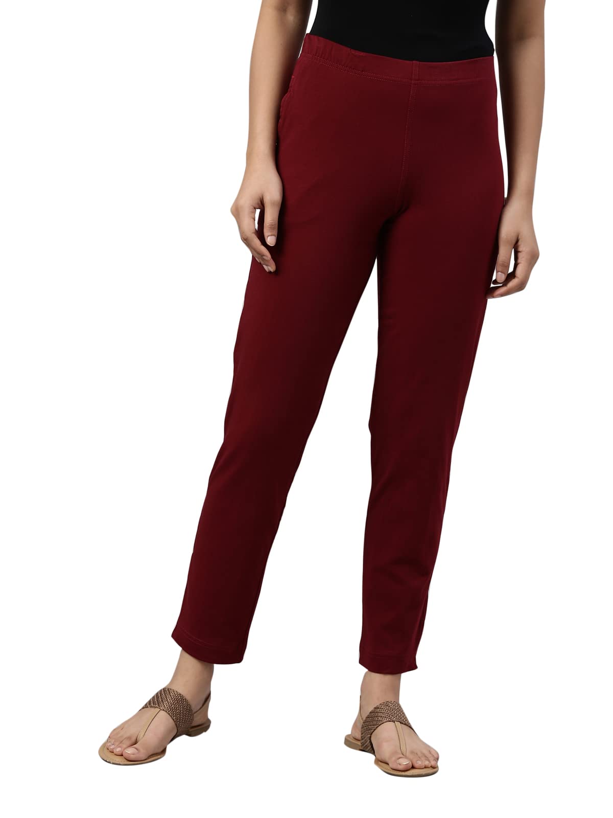 GO COLORS Soft Cotton Stretch Kurti Pants Full Length for Women| Breathable, Mid Rise