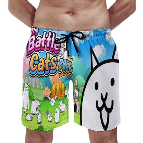 Battle-Cats Beach Shorts, Hawaii Men's Swimming Shorts, Beach Essentials Quick Dry Waterproof