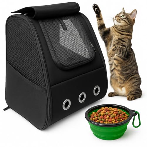 Northcamp Transportin Mochila para Gato y Perro pequeño, Resistente Incluye un Bebedero Plegable - Transportin Plegable para Mascotas, Transpirable y Ligero