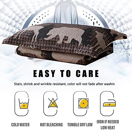 Moose Bear Rustic Quilt Set Queen/Full Size, Cabin Bedspread Bedding Set, Lodge Lightweight Breathable Coverlet Set For All Season, Red #TOP6