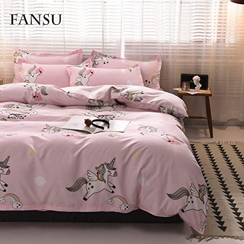 Fansu Juego de Ropa de Cama 3 Piezas, Cómodo Microfibra Nórdico Moderna Funda Nórdica Poliéster 1 Juego de Funda de Edredón y 2 Funda de Almohada (Cama 150/160-220x240cm,Unicornio Rosa)