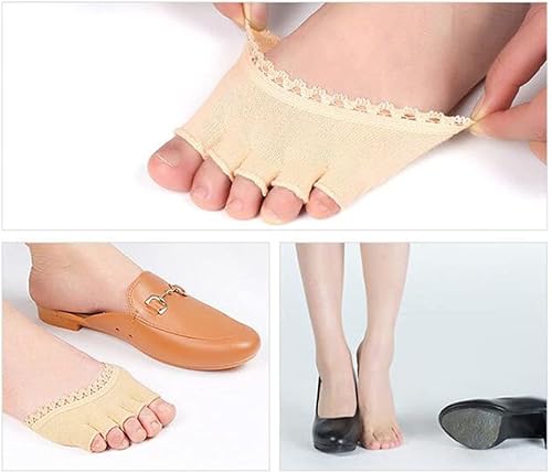 Miniatura 5 de Calcetines abiertos de cinco dedos de los pies, transpirables, absorbentes del sudor, calcetines de antepié antideslizantes de encaje invisible en