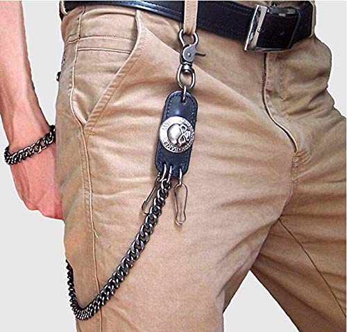 Portachiavi Uomo Biker Teschio – Gancio Cintura, Argento 925, Fatto A Mano, LINSION