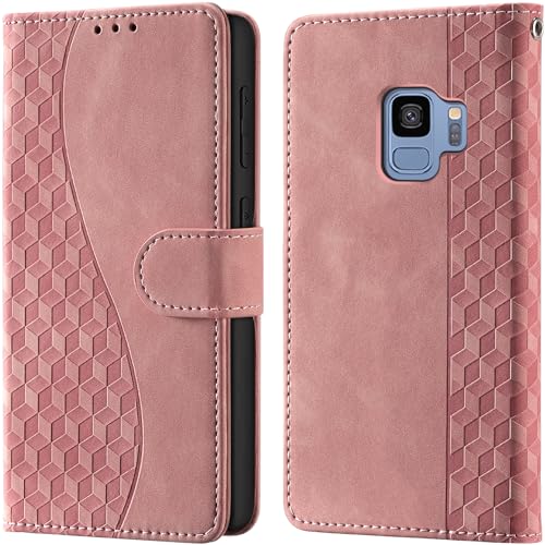 Handyhülle für Samsung Galaxy S9 Leder Wallet RFID hüllen Rosa
