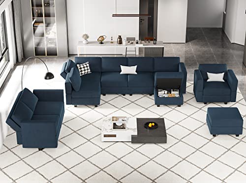 Belffin Modular Sectional Sofa With Ottomans Velvet Reversible Sleeper Chaise Bed Storage Seat Blue… #TOP3