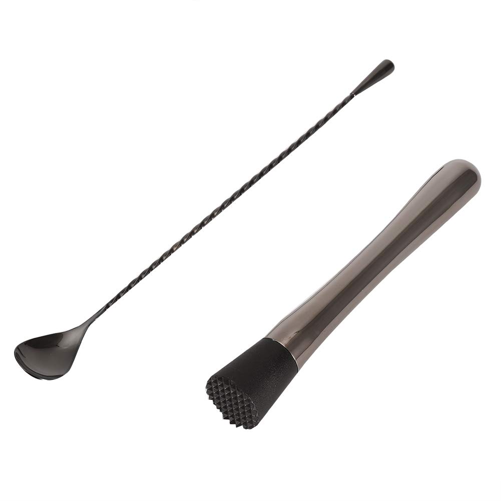 Cocoarm Juego de Cócteles Juego de Coctelera de Acero Inoxidable 304 Negro de 5 Piezas de Herramientas de Barra Boston con Cuchara Coladora Jigger para Fiestas de Camareros en el Bar en Casa