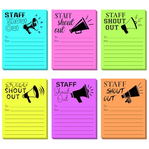 Motiskyy 180 Pcs Shout out Sticky Notes for Teachers, Students, Employees, Office Staff Shout out Cards Appreciation and Recognition Reward Self-stick Pads for School or Work Bulletin Board, 3x4inch